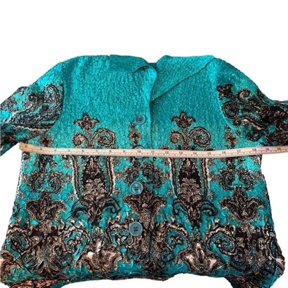 Joni B Textured Abstract Design Button Down Blouse . Size Medium. - Picture 7 of 7